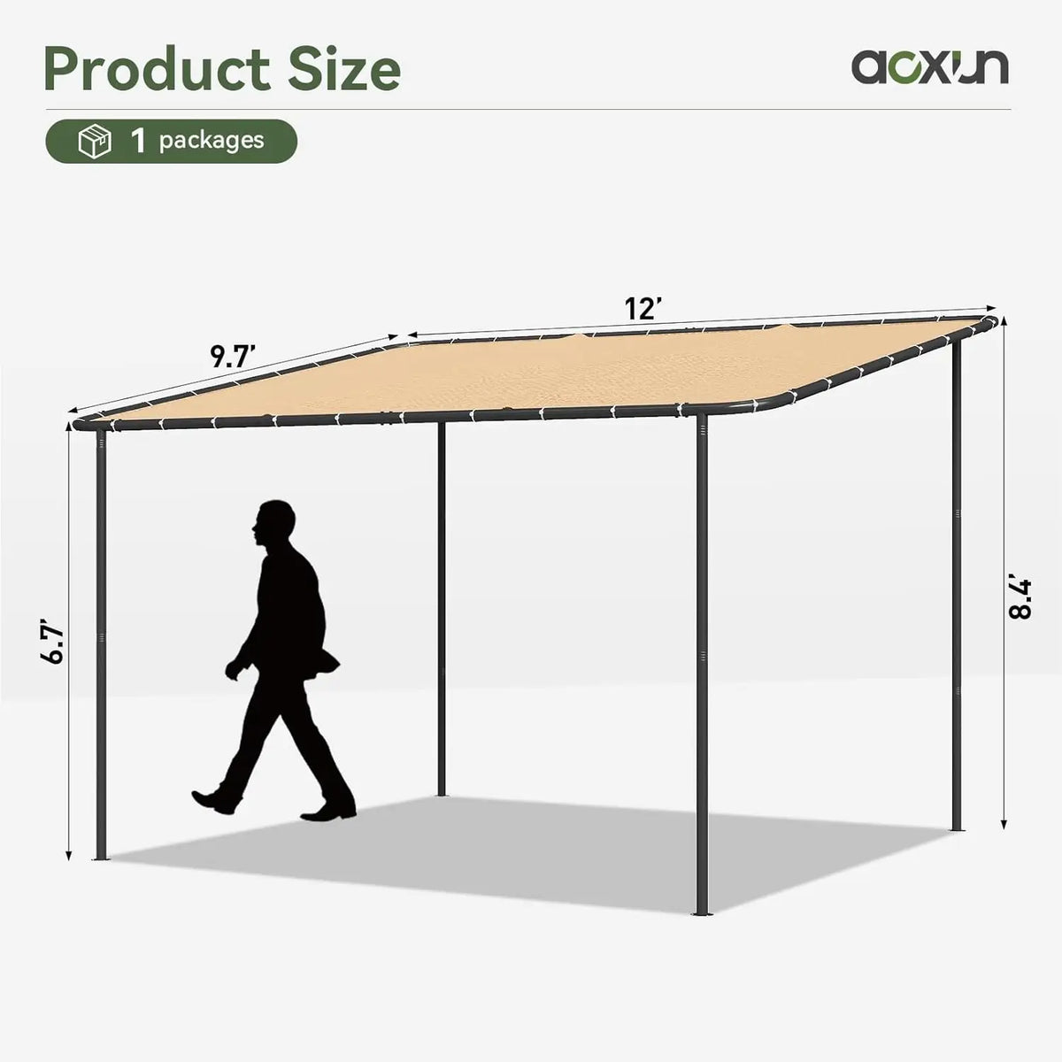 Aoxun Wall Mounted Pergola Gazebo With UV Resistant Canopy