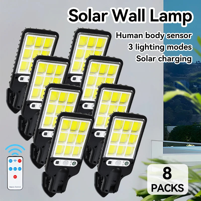 Solar LED Outdoor Wall Lamp With Motion Sensor Remote Control
