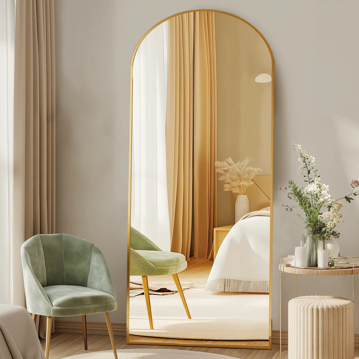 MCQ Arched Framed Vanity Mirror With Stand For Home Decor
