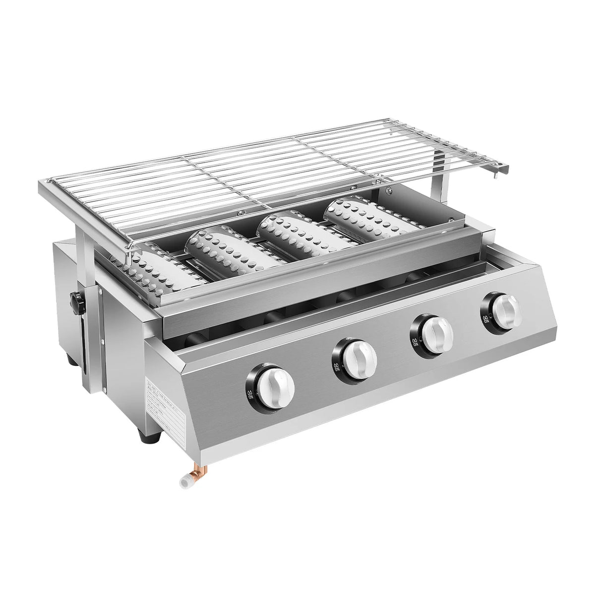 Portable Four Burner Propane Gas Grill With Removable Smokeless Design