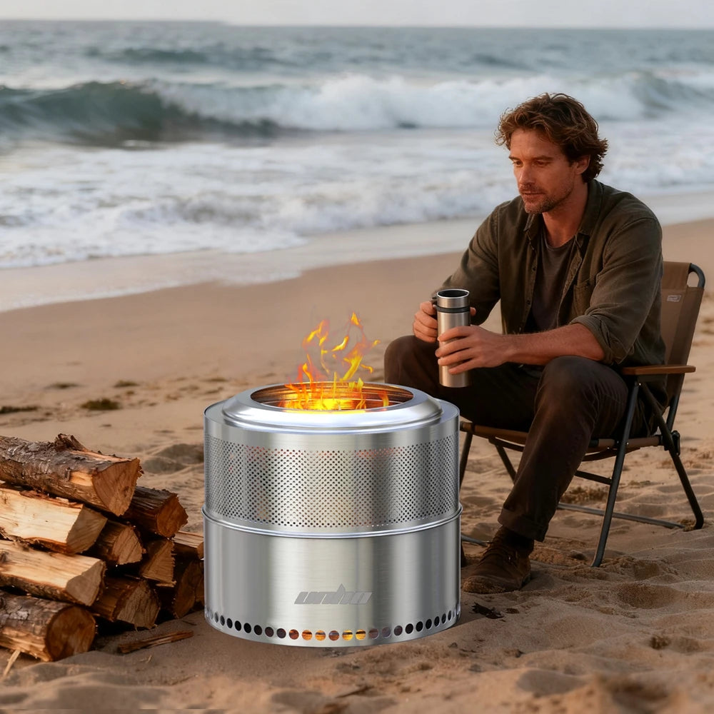 Unho Portable Smokeless Fire Pit Stainless Steel Outdoor Stove