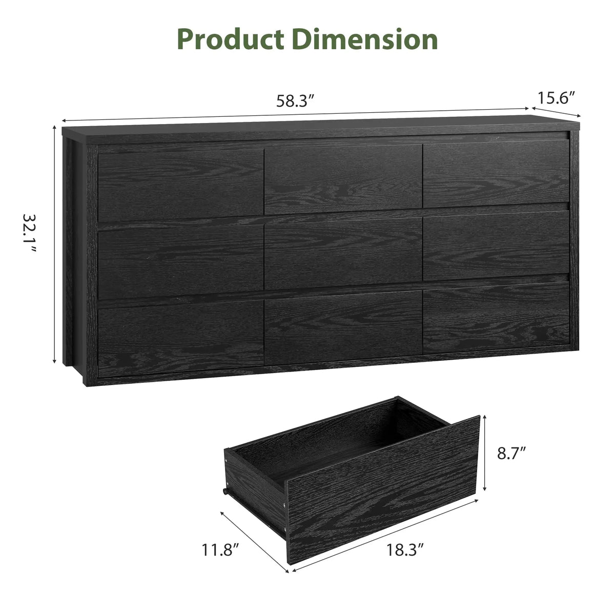 GarveeLife Modern Wooden Dresser With Spacious Bedroom Storage