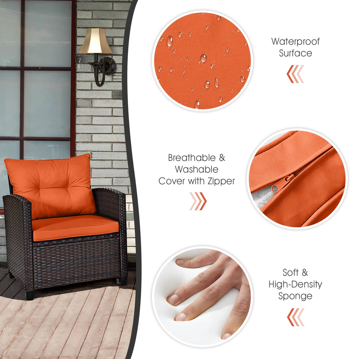 HOMASIS Patio Rattan Outdoor Conversation Set With Cushions