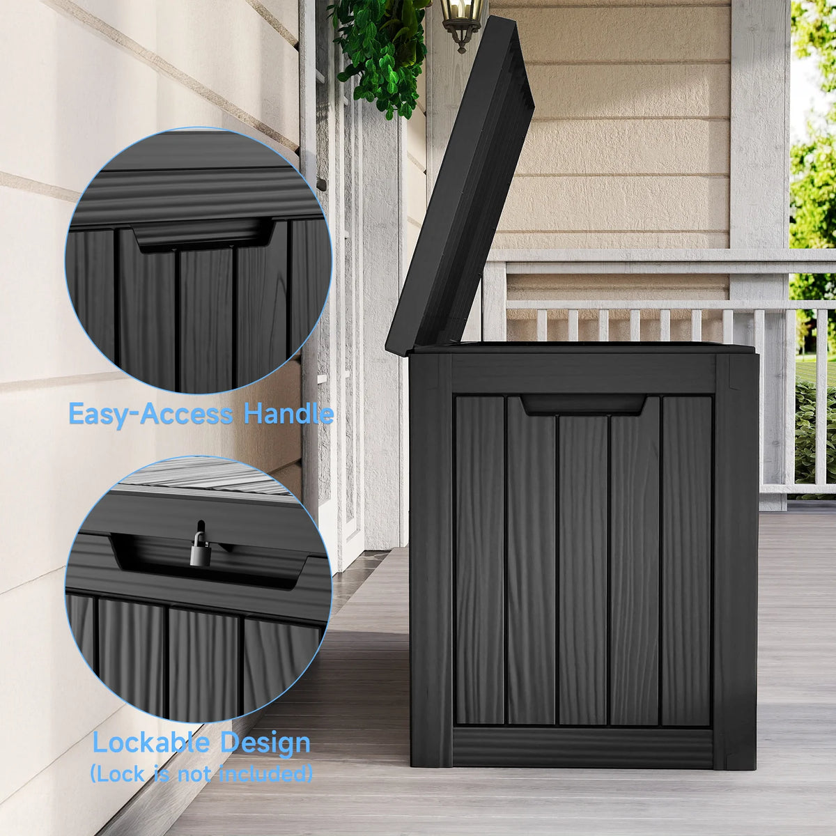 Waterproof Outdoor Storage Box With Lockable Patio Deck Design
