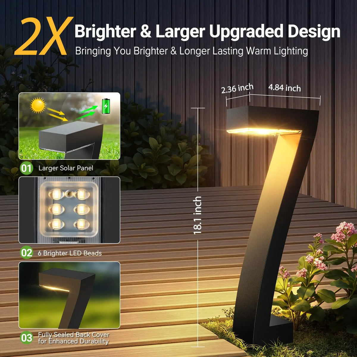 Bright Waterproof LED Solar Pathway Lights for Gardens and Driveways