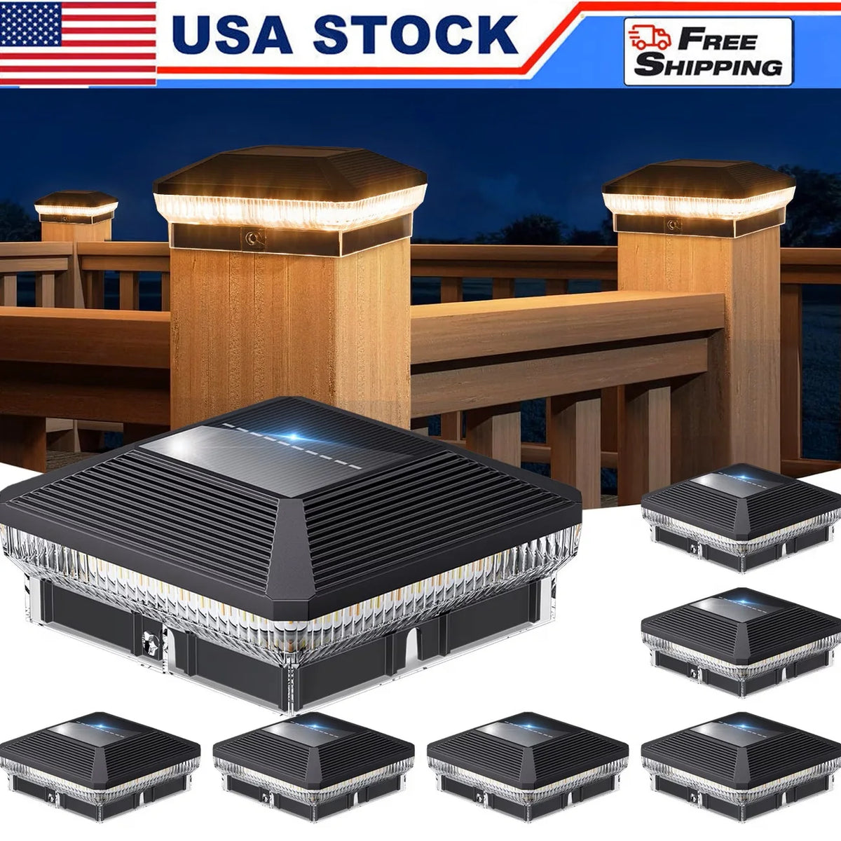 Outdoor Solar Post Cap Lights LED Fence Lighting Three Modes