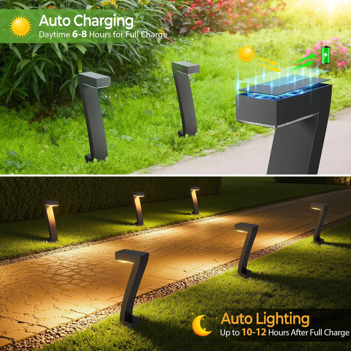 Bright Waterproof LED Solar Pathway Lights for Gardens and Driveways