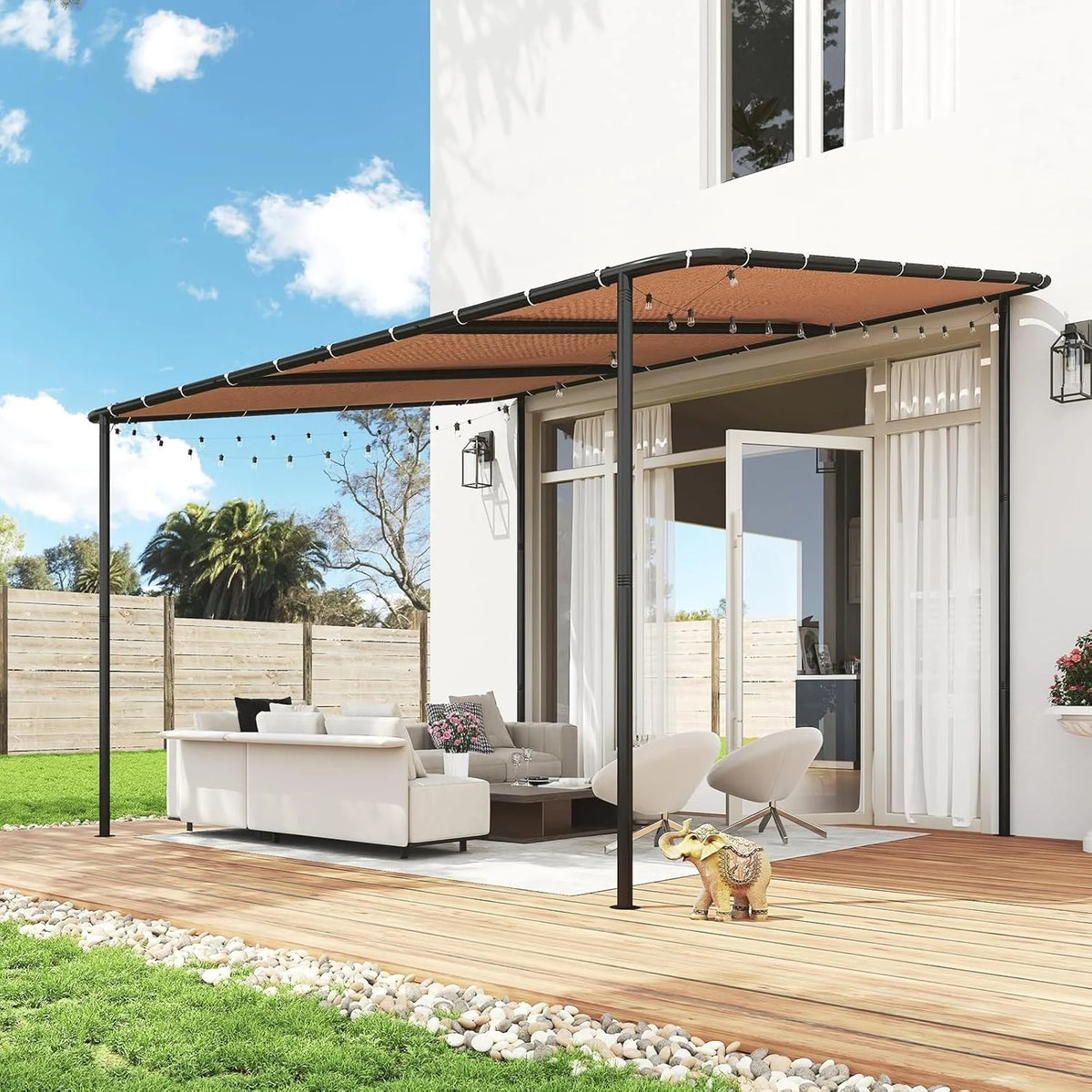 Aoxun Wall Mounted Pergola Gazebo With UV Resistant Canopy