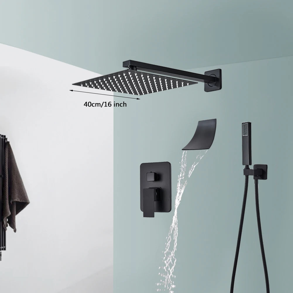 Rozin Wall Mounted Concealed Rainfall Shower System With Tub Spout