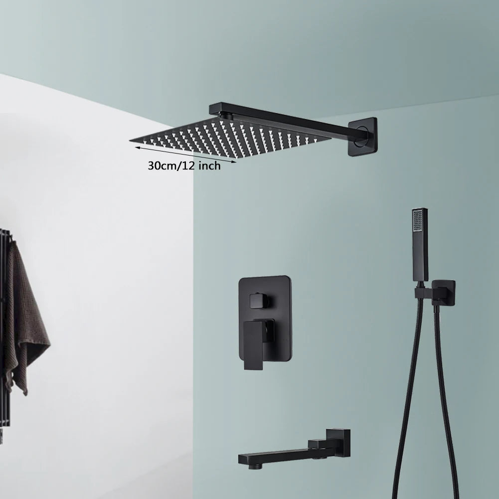 Rozin Wall Mounted Concealed Rainfall Shower System With Tub Spout