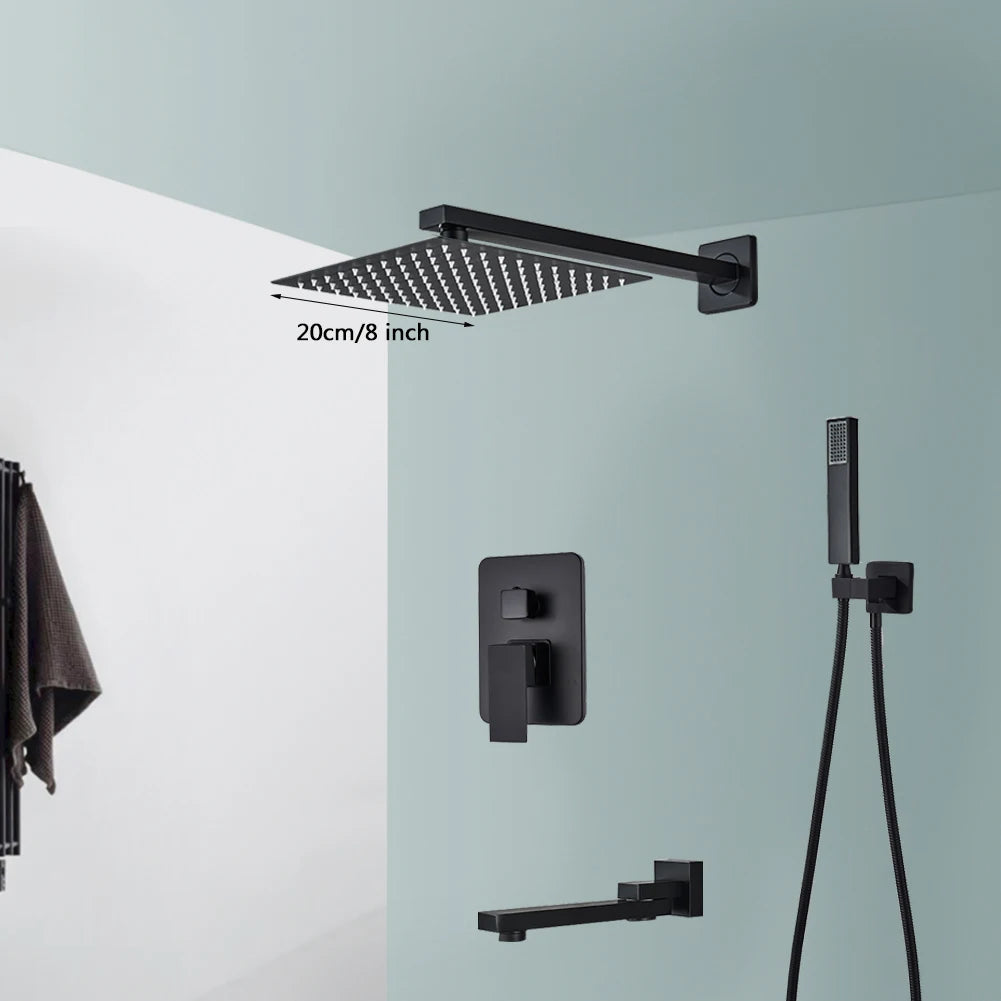 Rozin Wall Mounted Concealed Rainfall Shower System With Tub Spout