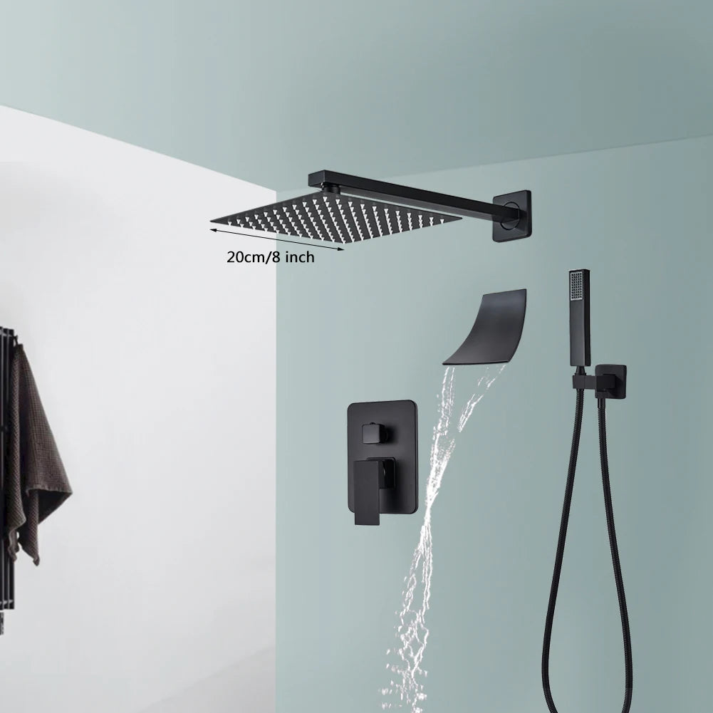 Rozin Wall Mounted Concealed Rainfall Shower System With Tub Spout