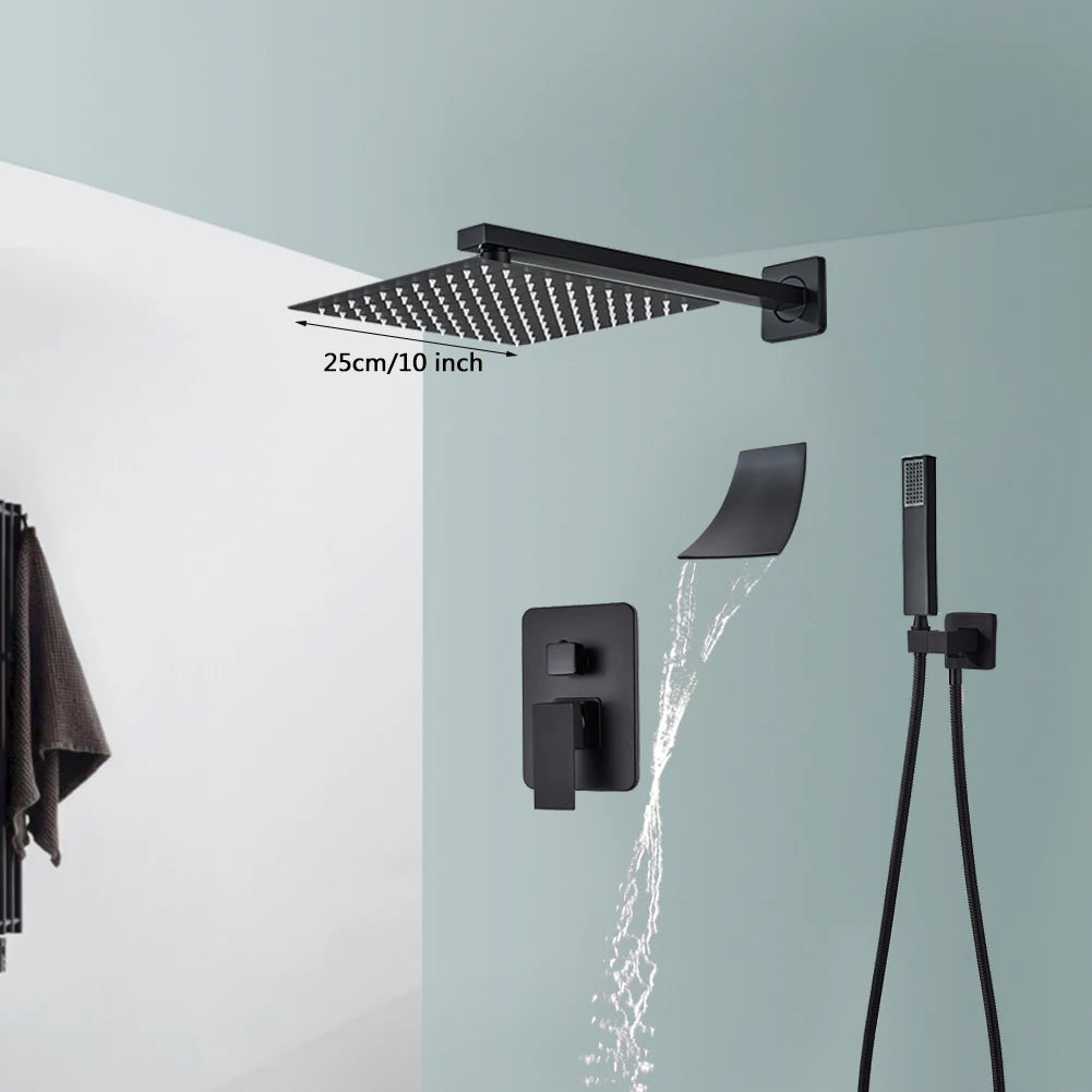 Rozin Wall Mounted Concealed Rainfall Shower System With Tub Spout
