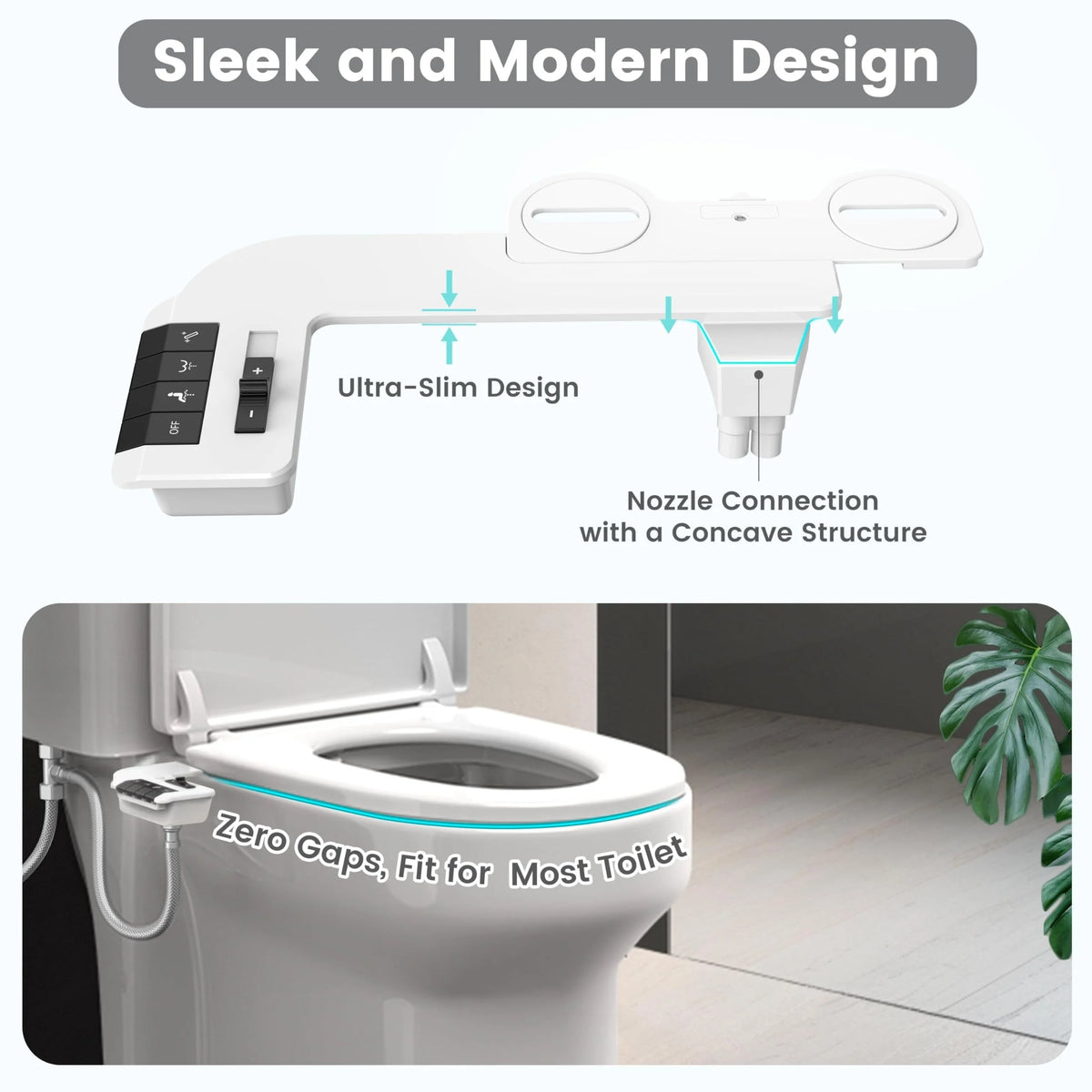 Bidet Attachment for Toilet With Dual Nozzles and Adjustable Pressure