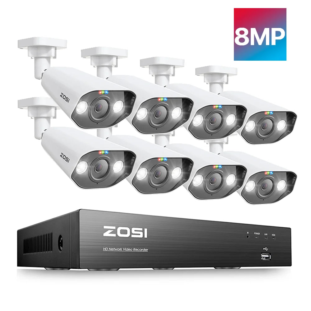 ZOSI 8MP PoE Security Camera System With 4K NVR Kit