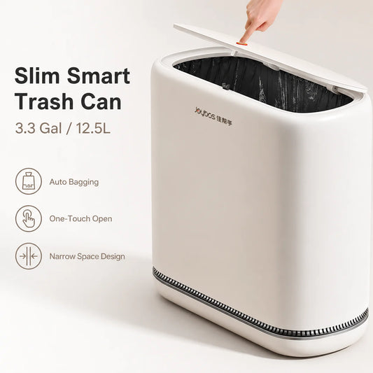 Joybos Slim Automatic Trash Can With One Press Lid for Bathroom