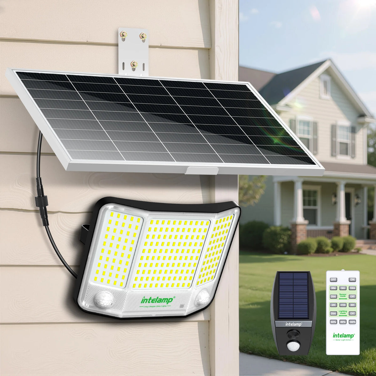 Intelamp Outdoor Solar Motion Sensor LED Flood Light