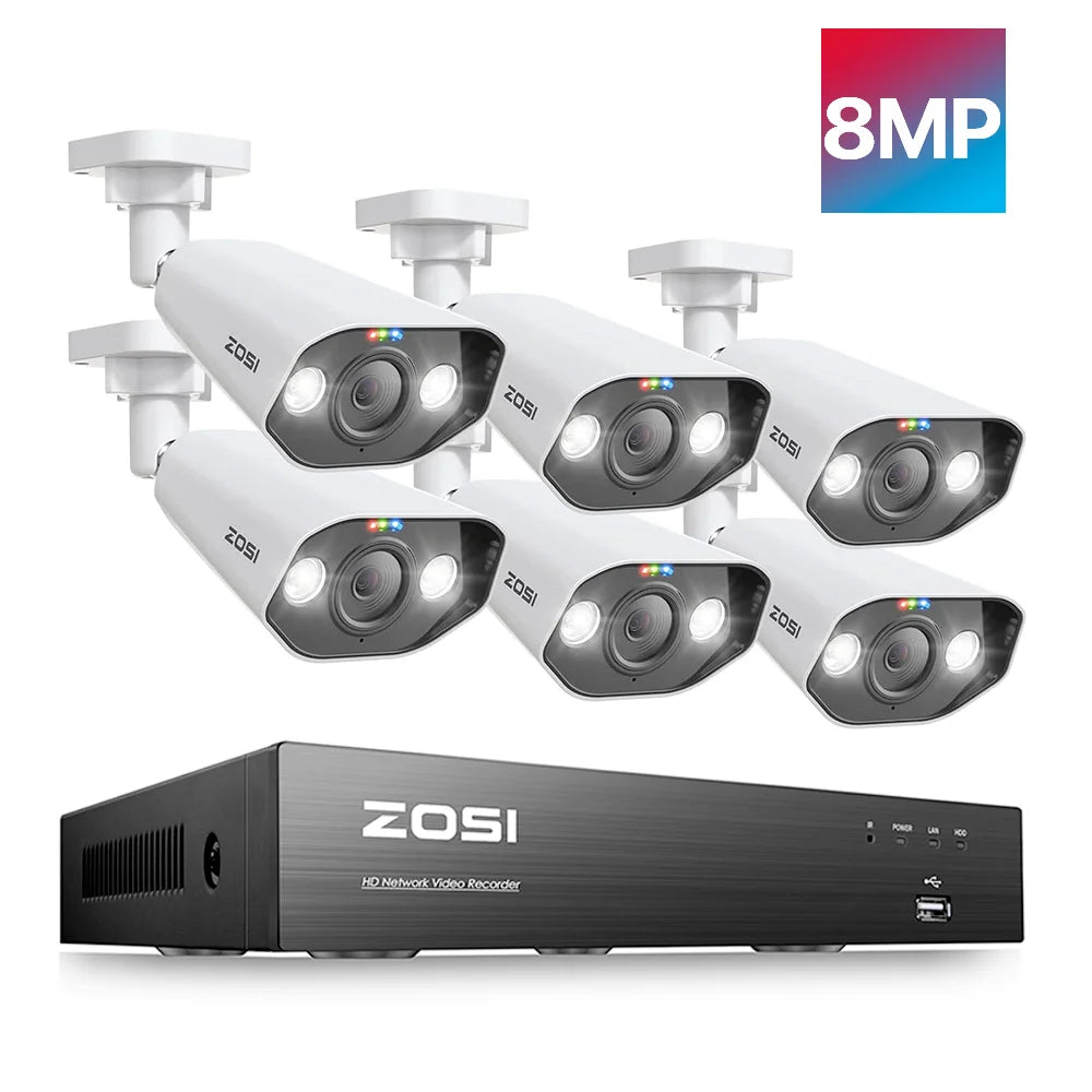 ZOSI 8MP PoE Security Camera System With 4K NVR Kit