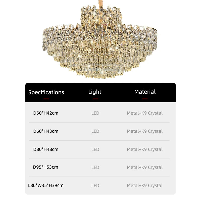 Ludovica Luxury Crystal LED Chandelier Pendant Ceiling Light