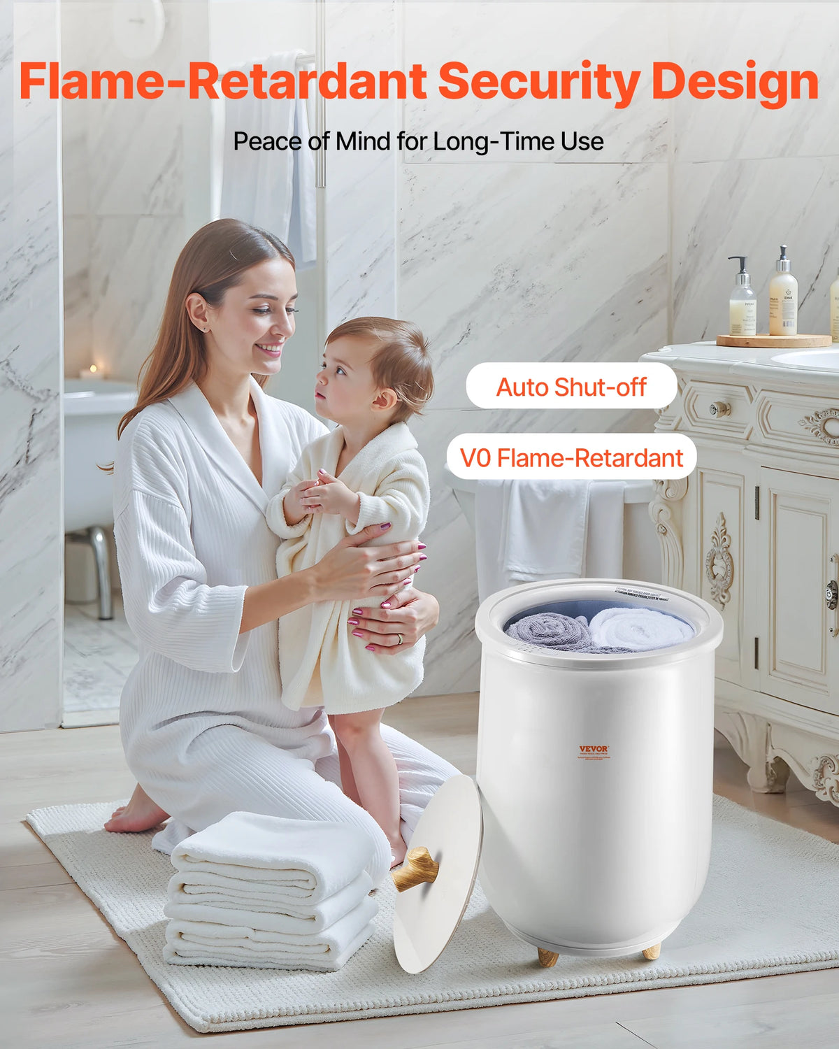 SucceBuy Heated Towel Warmer Bucket With LED Light And Timer
