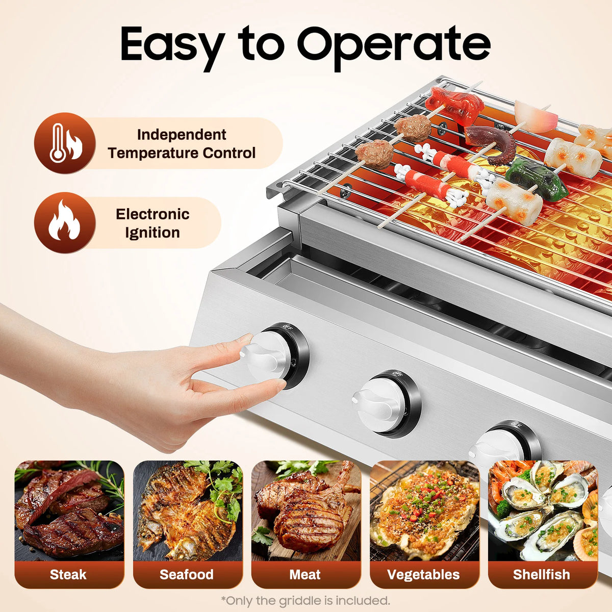 Portable Four Burner Propane Gas Grill With Removable Smokeless Design