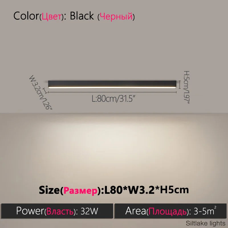 TES Modern LED Surface Mounted Linear Ceiling Light