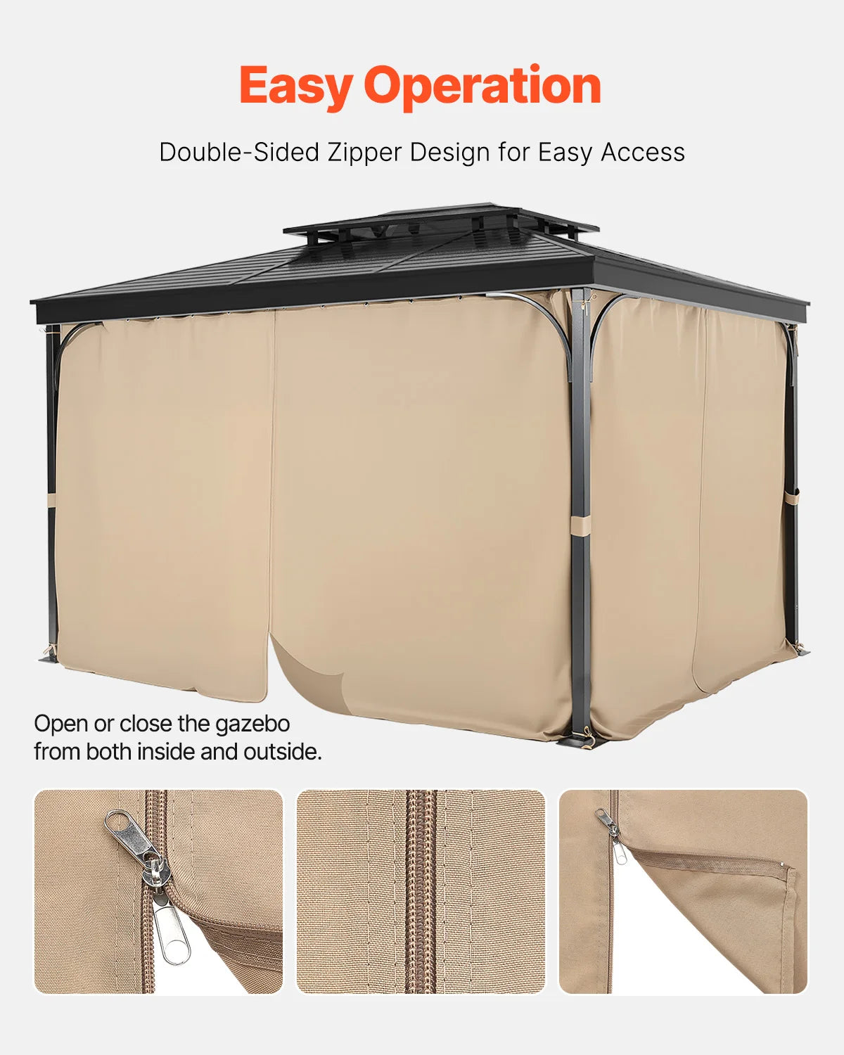 VEVOR Gazebo Privacy Curtains With Zippers Universal Patio Sidewall Replacement