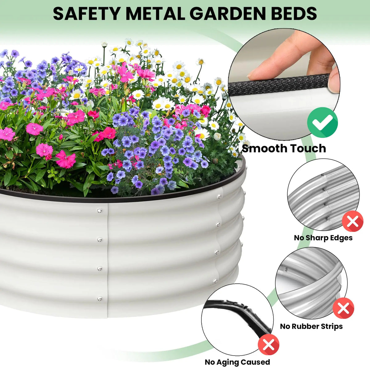 HiMISS Galvanized Steel Raised Garden Bed Planter Box