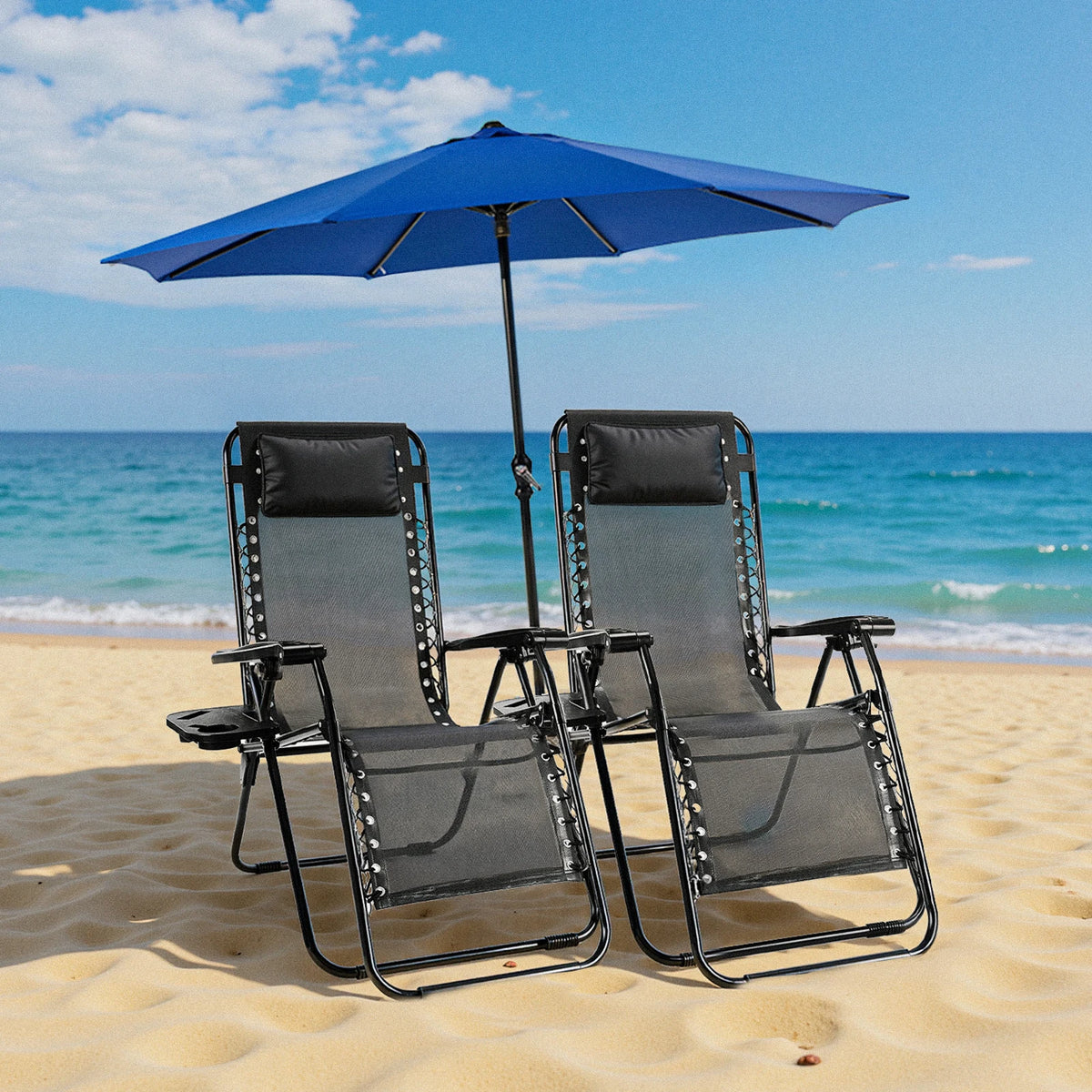 JHK Zero Gravity Portable Recliner Chair With Cup Holder Trays