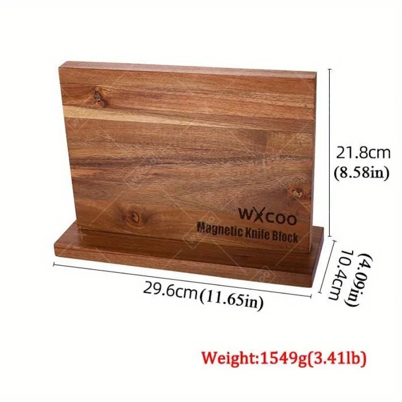 WXCOO Double Sided Wooden Magnetic Knife Holder Rack Organizer