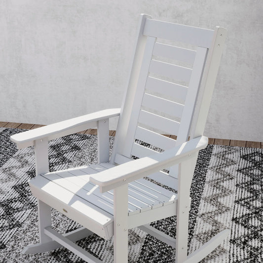 Outsunny High Back HDPE Outdoor Patio Rocking Chairs Set of Two