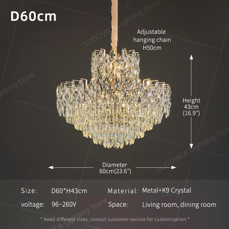 Ludovica Luxury Crystal LED Chandelier Pendant Ceiling Light