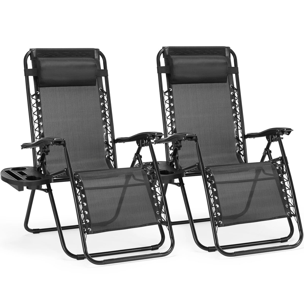 JHK Zero Gravity Portable Recliner Chair With Cup Holder Trays