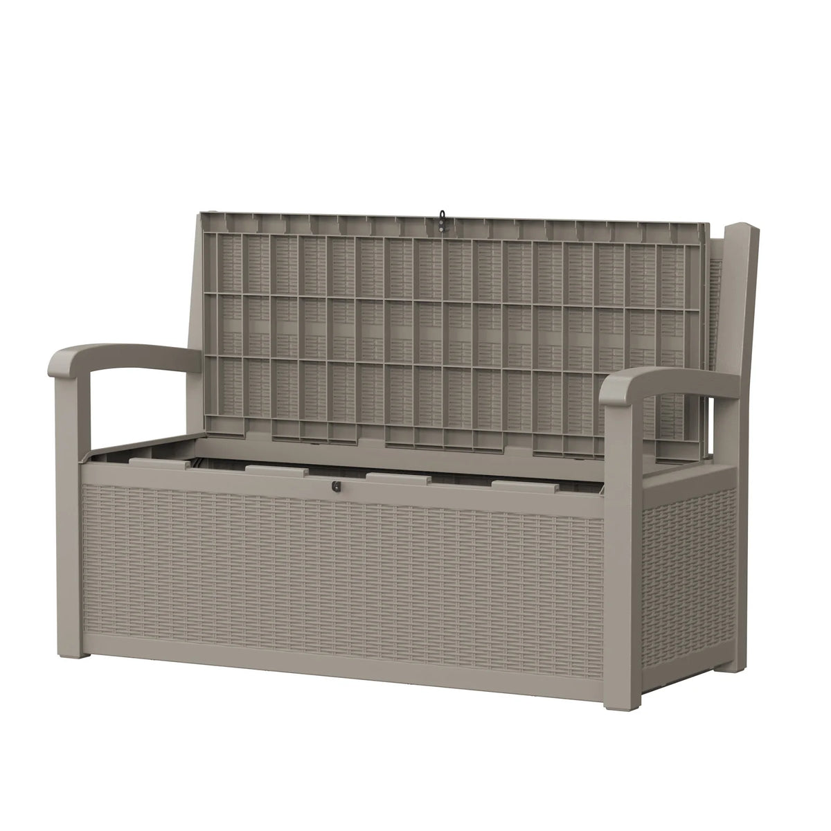 Outdoor Rattan Look Storage Bench with Weatherproof Resin Patio Design