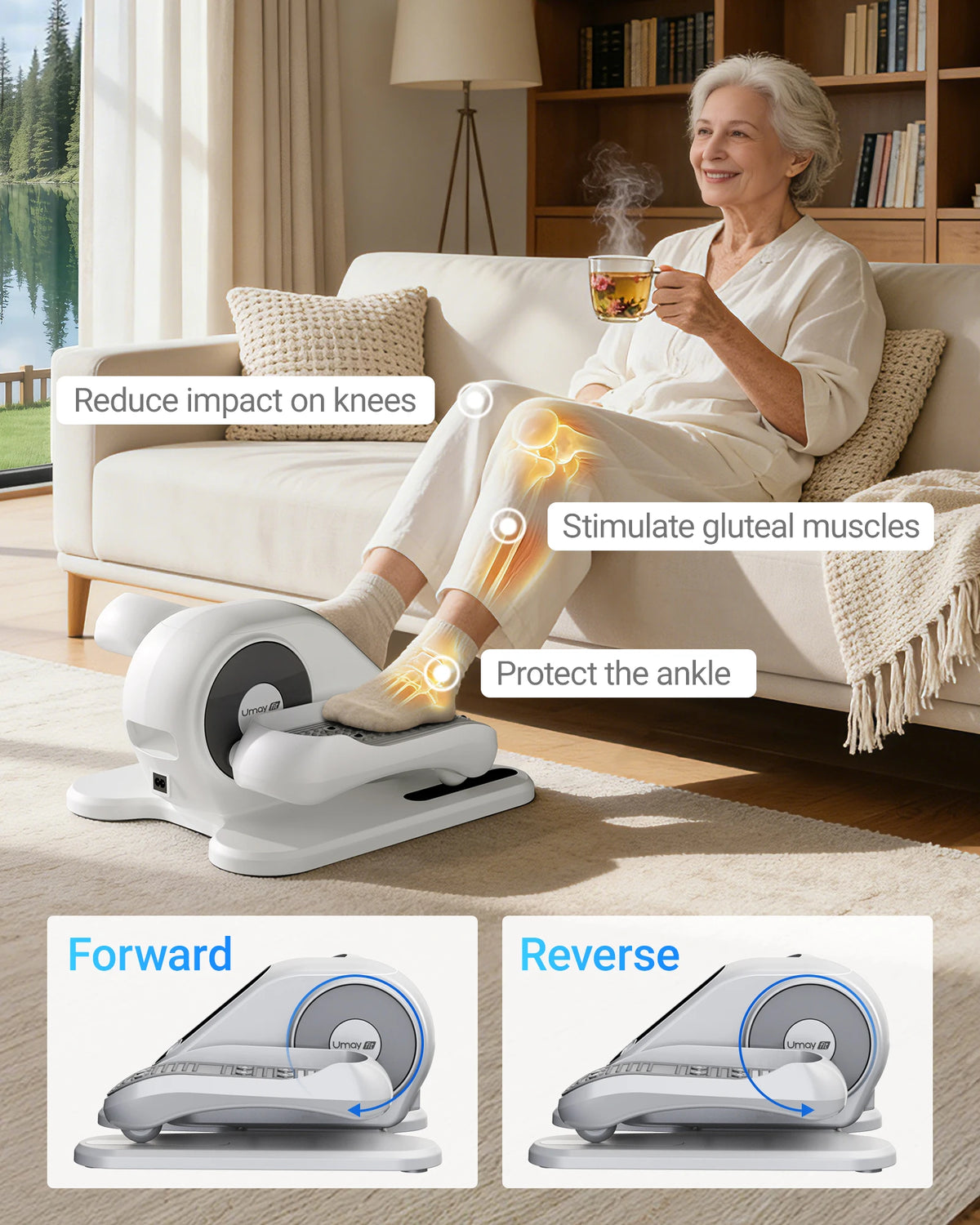 UMAY Under Desk Electric Elliptical for Home Office Workouts