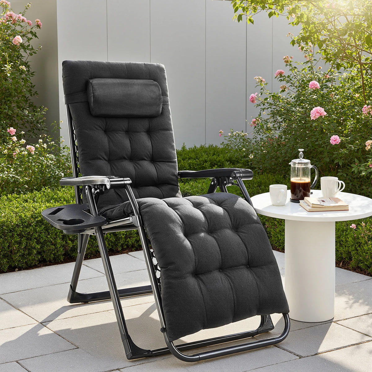 JHK Zero Gravity Portable Recliner Chair With Cup Holder Trays