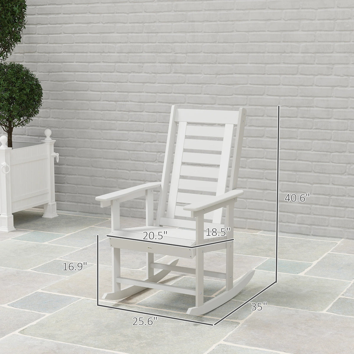 Outsunny High Back HDPE Outdoor Patio Rocking Chairs Set of Two