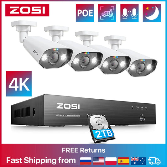 ZOSI 8MP PoE Security Camera System With 4K NVR Kit