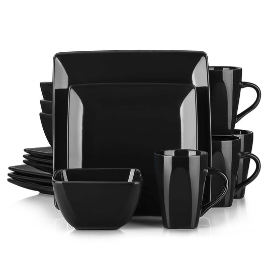 Vancasso Porcelain Square Dinnerware Set With Plates Bowls And Mugs