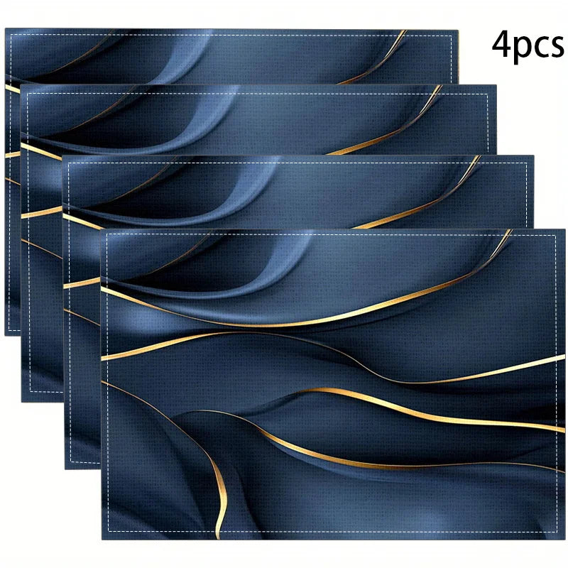 Modern Linen Wave Placemats for Dining Room and Kitchen Decor