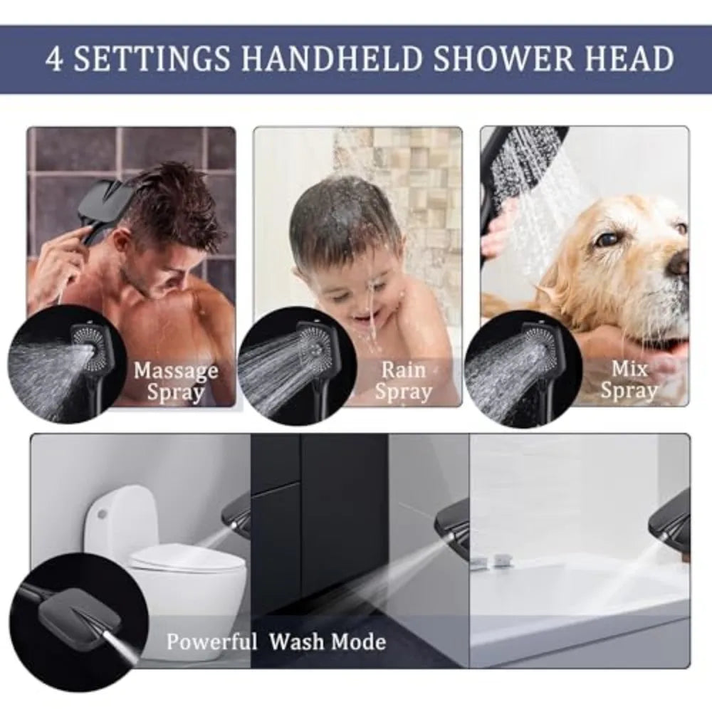 Dual Showerhead And Handheld Shower Combo With Four Spray Modes