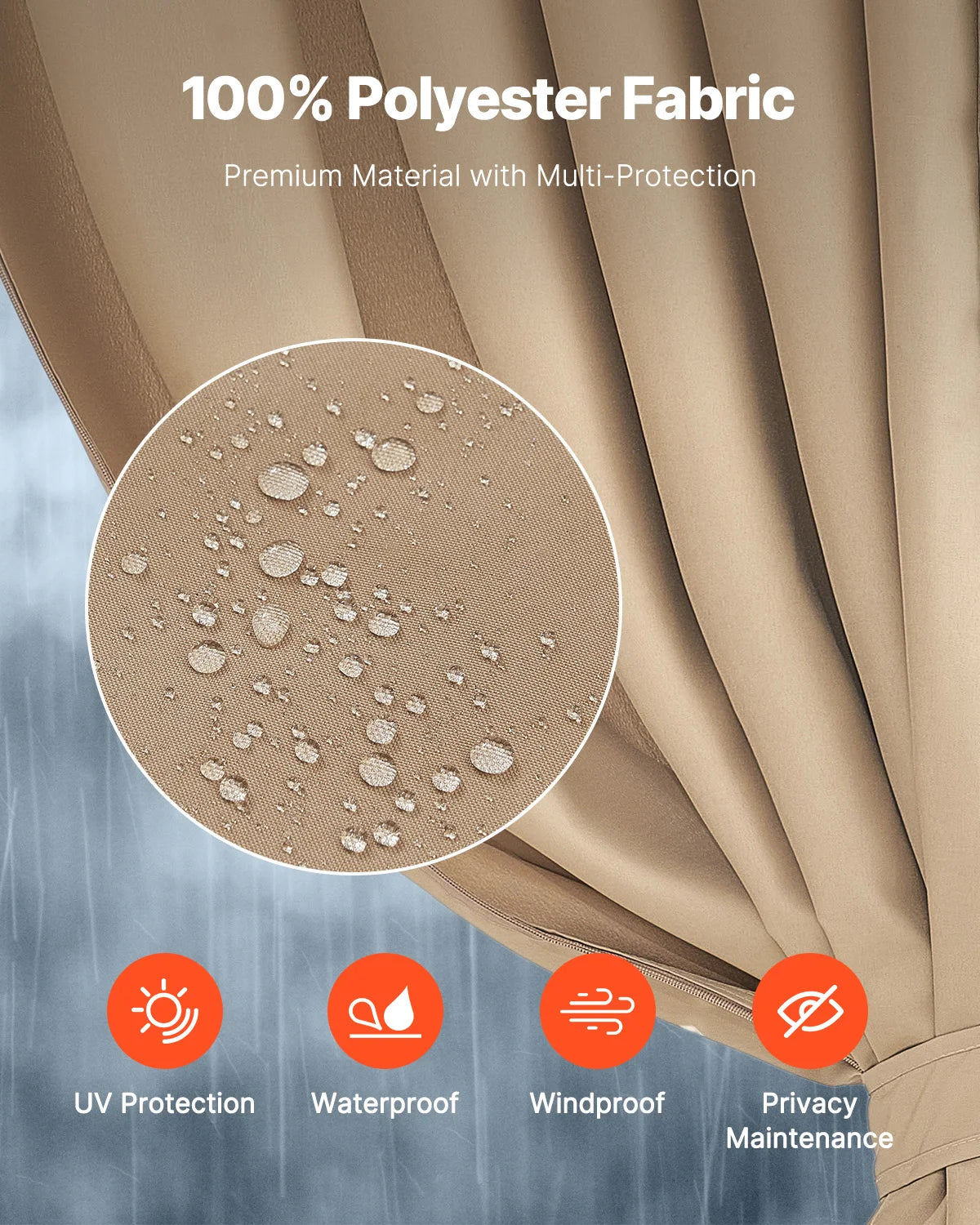 VEVOR Gazebo Privacy Curtains With Zippers Universal Patio Sidewall Replacement