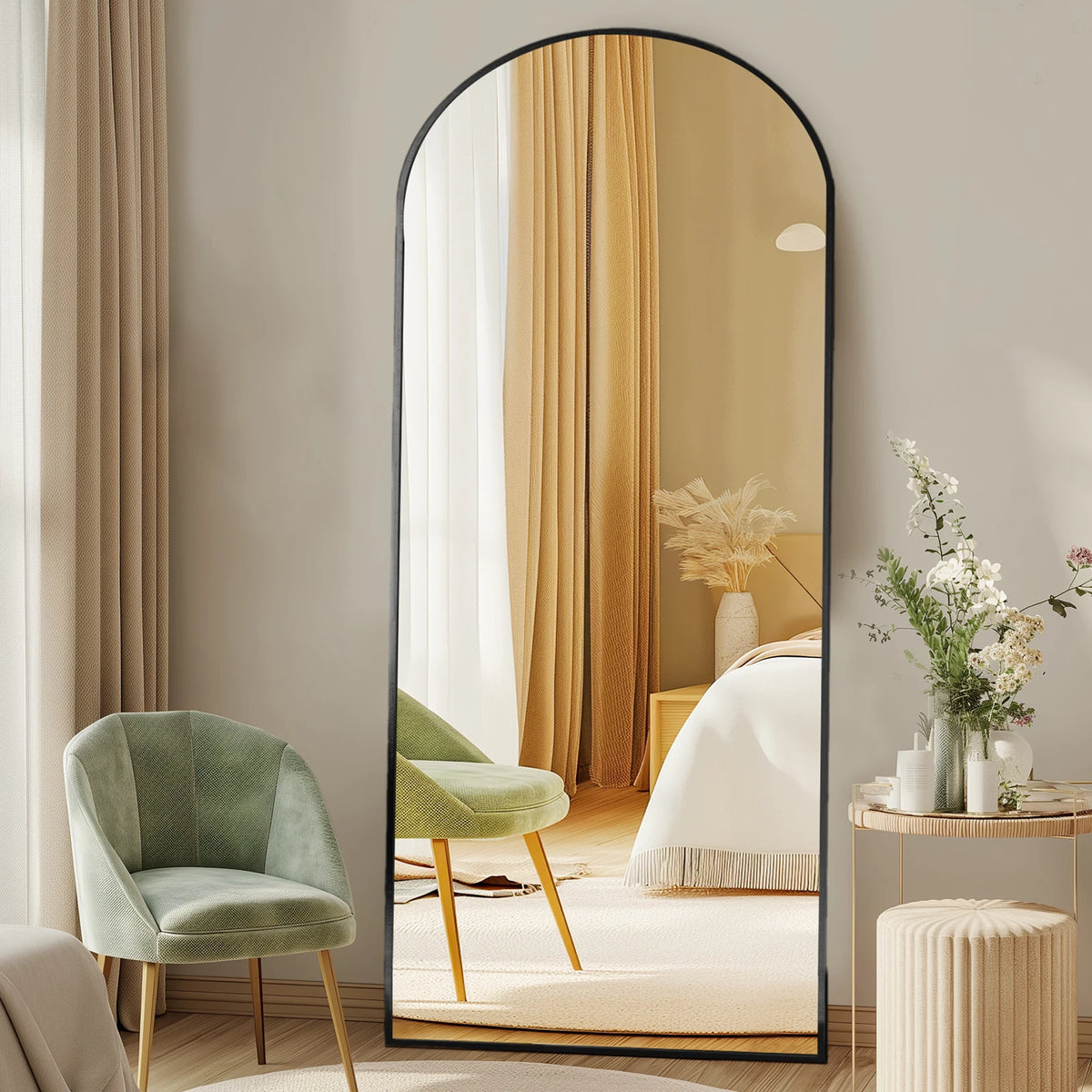 MCQ Arched Framed Vanity Mirror With Stand For Home Decor