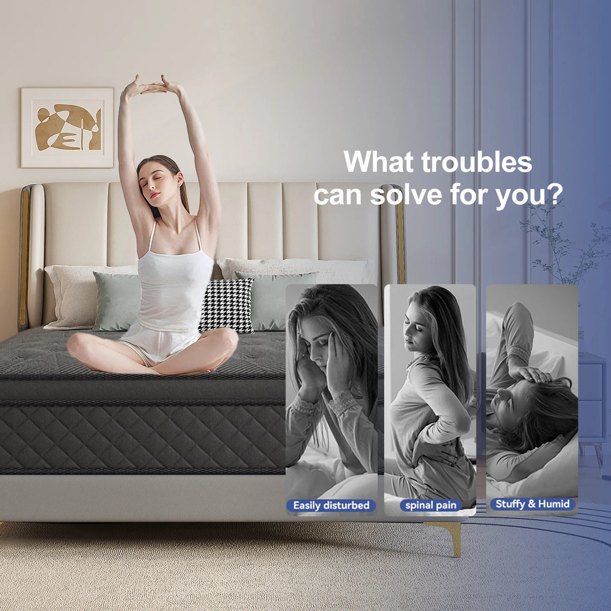 LAYROAD Memory Foam Mattress With Motion Isolation And Lumbar Support