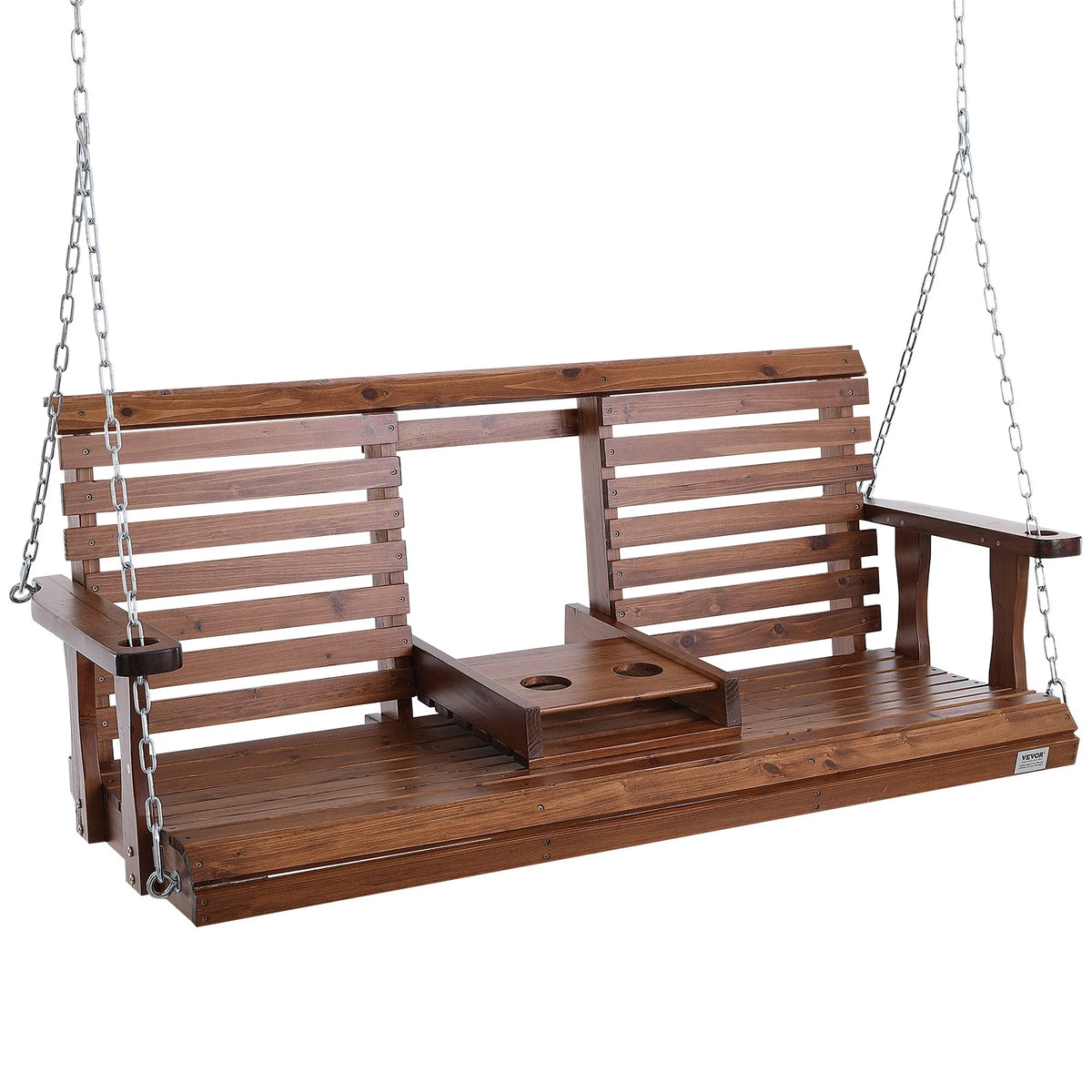 SucceBuy Outdoor Cedar Porch Swing Bench With 880 Pound Capacity