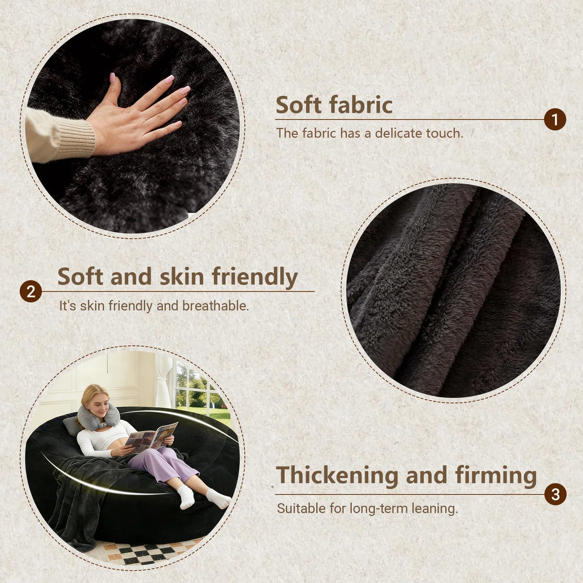 Adult Memory Foam Bean Bag Chair With Washable Cover