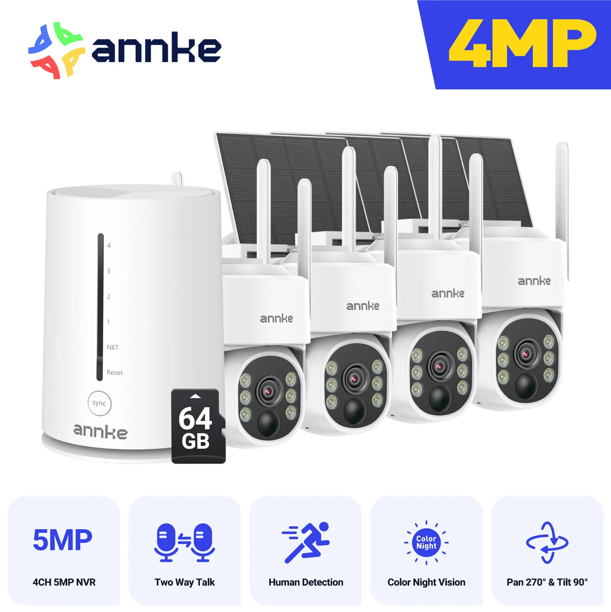 ANNKE 4MP Wireless Security Camera System Auto Tracking Night Vision