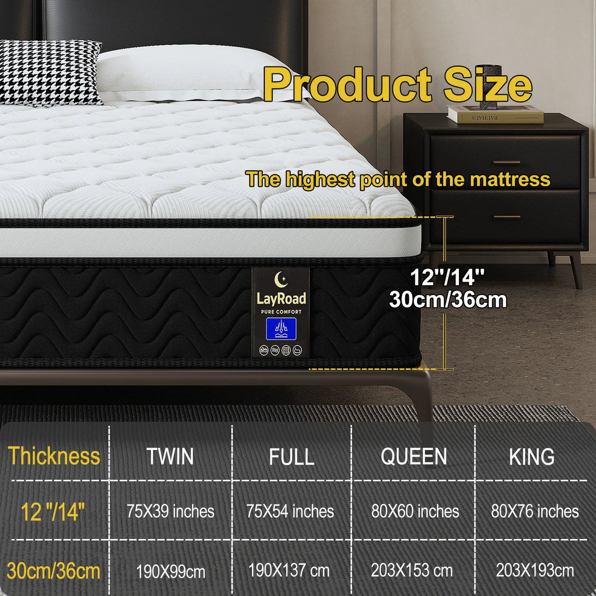 LayRoad Memory Foam Spring Mattress With Pressure Relief
