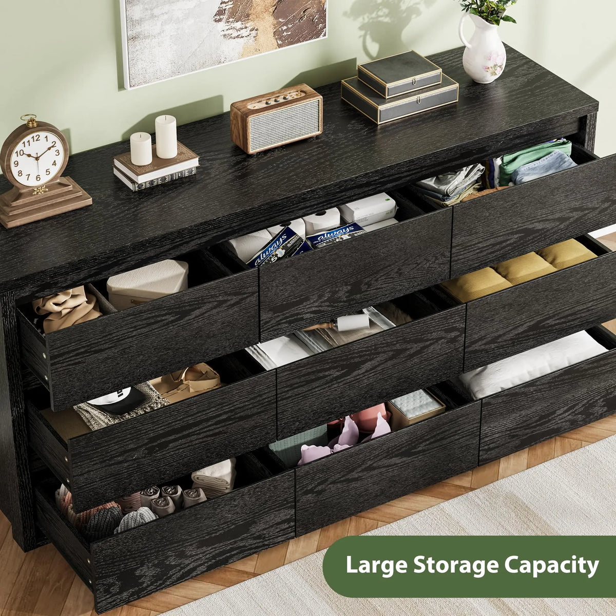 GarveeLife Modern Wooden Dresser With Spacious Bedroom Storage