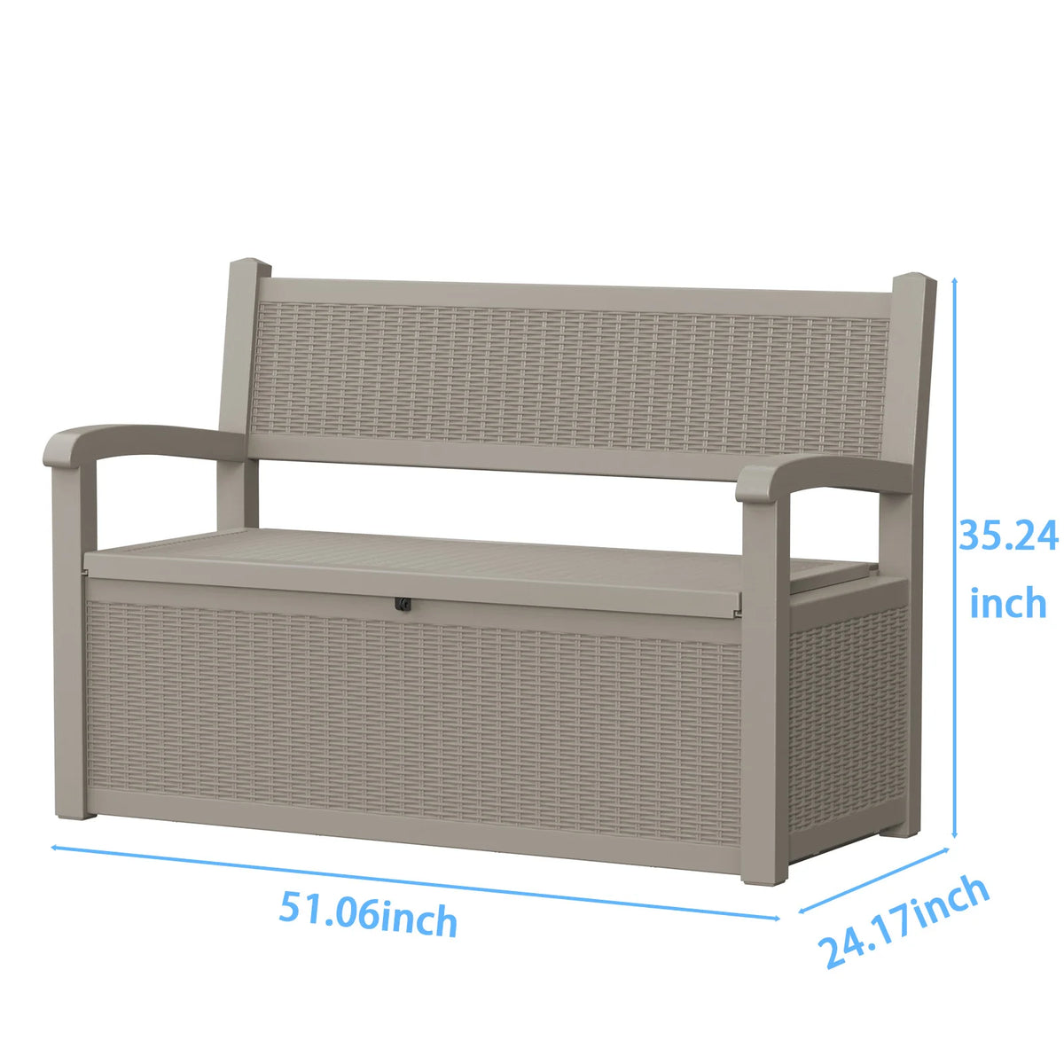 Outdoor Rattan Look Storage Bench with Weatherproof Resin Patio Design